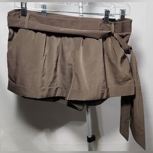 Express Taupe High Waist Shorts with Sash-Size 14